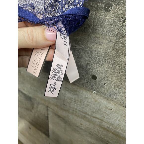 VICTORIAS SECRET DREAM ANGELS Chantilly Lace Long Line Bralette M Ensign blue - Picture 4 of 5